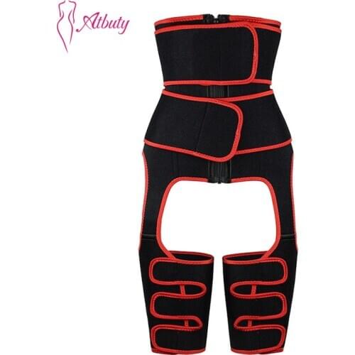 Atbuty 3 in 1 Neoprene Plus waist trainer Legging Sweat Belt Women Hip Raise Corset Thigh Slimming Trimmer NB100020B