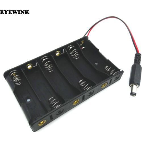 Battery Case Holder with Clip for 6pcs AA Ordinary or Rechargeable Batteries for Arduino Robot Car