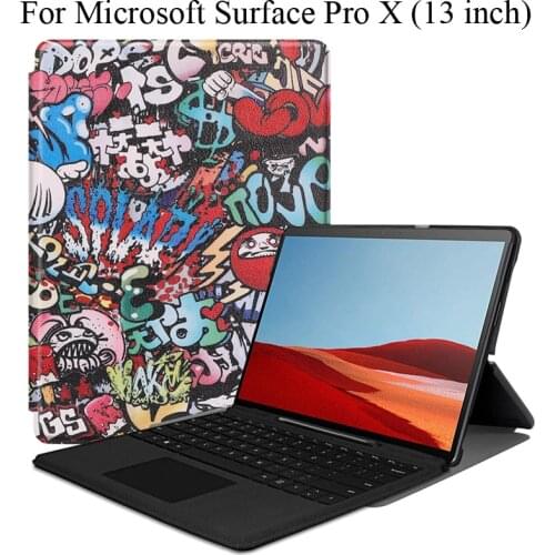 Cute case for Microsoft Surface Pro X cover ProX 13 inch PU leather + Hard Plastic material stand surface keyboard holder