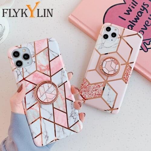 FLYKYLIN Ring Holder Marble Case on For Samsung A50 A51 A40 A70 A41 A71 A52 A72 Note 10 20 Ultra S9 S10 S21 S20 Plus Soft Cover