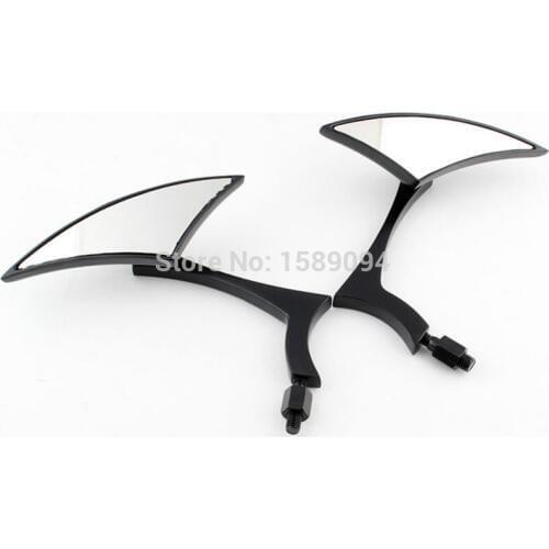 Black Spear Blade style Custom Motorcycle Side Mirrors with 8mm 10mm mounting adapters For Bobber Cruiser Chopper
