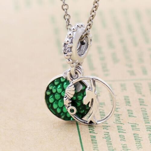 S925 Sterling Silver New Mermaid Pendant Ariel String Pendant Beads Diy Bracelet Jewelry women