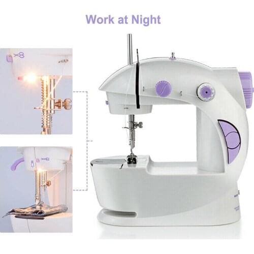 Mini Electric Sewing Machine Dual Speed Portable Electric Sewing Machine w/ Foot Pedal Extension Table Light