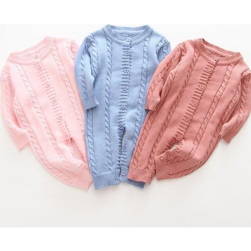 European and American spring autumn baby knitted romper winter long-sleeved newborn girls sweater cotton romper baby jumpsuit