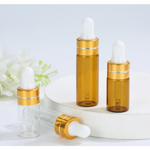 50pcs/lot 3ml 5ml Amber/Clear Glass Dropper Bottle Essential Oil Display Vials Small Serum Perfume Brown Sample Test Bottle