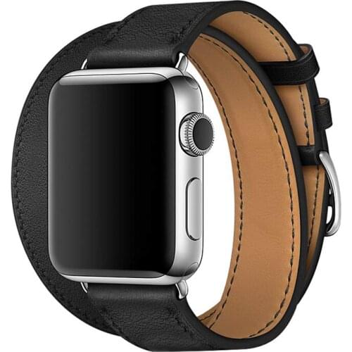 Double circle double color Loop Bracelet leather band For Apple Watch 1 2 3 42mm 38mm strap for iwatch series SE 6 5 4 40mm 44mm