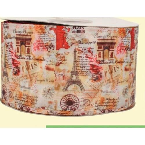 3" inch 75 mm 7.5cm magic and romantiv Eiffel tower free shipping printed grosgrain ribbons