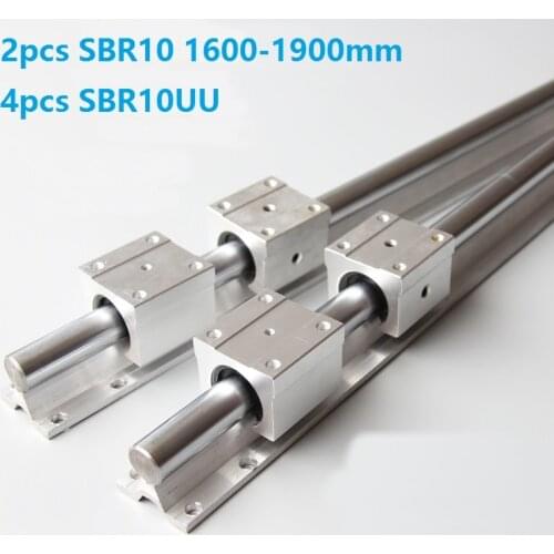2pcs SBR10 1600mm/1700mm/1800mm/1900mm support rail linear guide + 4pcs SBR10UU linear sliding Bearing blocks for CNC router