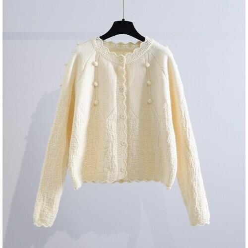 Sweet Style Knitted Women Sweater Cardigan Winter New 2021 O-Neck Solid Long-Sleeved Elegant Female Outwear Coats Tops