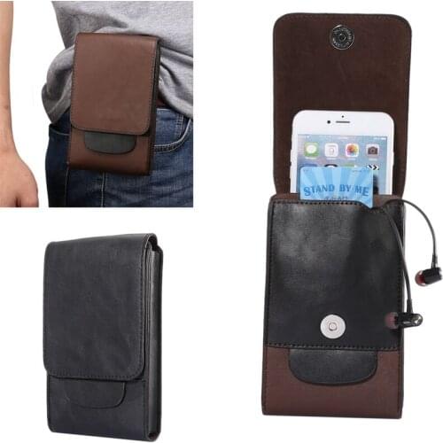 6.0 6.5" Man Waist Belt Clip Phone Bag Fanny Pack Case PU Leather Wallet Cover for IPhone 13 12 11 for Samsung Xiaomi Huawei P40