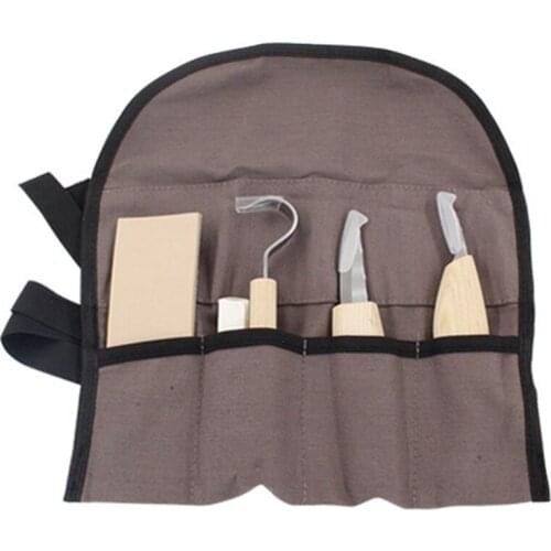 5-Piece Set of Woodworking Carving Knife, Machete, Straight Knife, with Oil Wax Sharpening Leather, Hand-Carving Tool