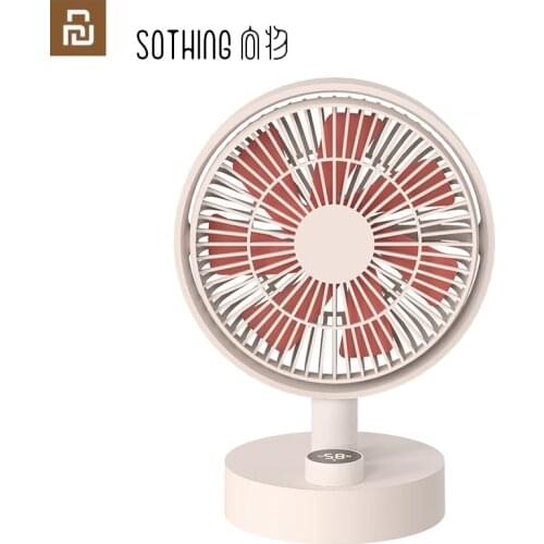 Youpin Sothing Desktop Fan Digital Display Shaking Head USB Fan Stepless Wind Speed Low Noise Portable Plume Version For Office