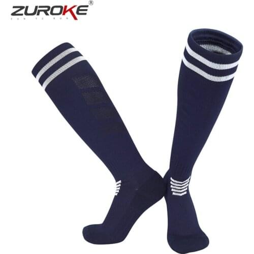 Two Stripes Football Socks Men Boys Long Knee High Breathable Soft Fast Dry Soccer Socks White Black Blue