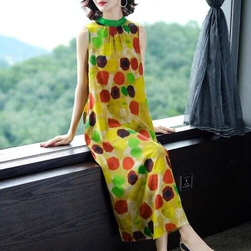 2021 New Fashion Womens Chiffon Sleeveless Dress Female Casual StyleSummer O-Neck Dresses