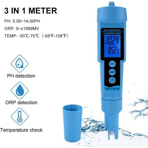 New 3 in 1 pH ORP TEMP Meter Water Detector Multi-parameter Digital Tri-Meter Water Quality Monitor Tester