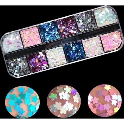 New Product 3g/bag Plum Blossom Shape Laser Flash Nail Sequins Colorful Variety of Nail Decoration Nail Art Decorations Nails