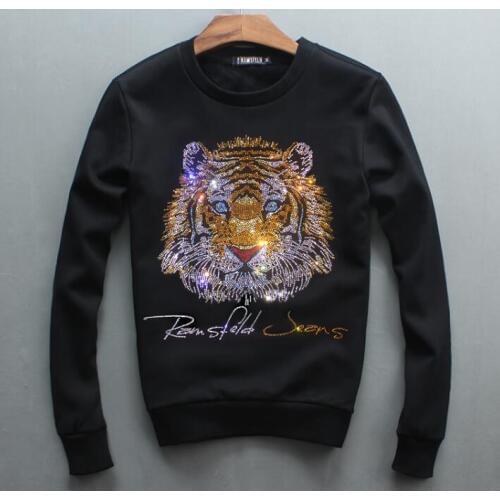 Autumn of 2019 hoodies new mens head round neck sweatershirt Diamonds Tiger youth leisure hoody