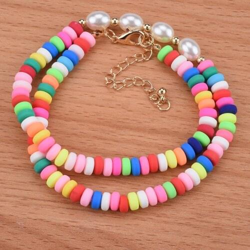 Cute Candy Color Acrylic Beads Handmade Kids Choker Necklace Women Girl Gifts Faux Pearls Beaded Children Charm Necklace Jewelry