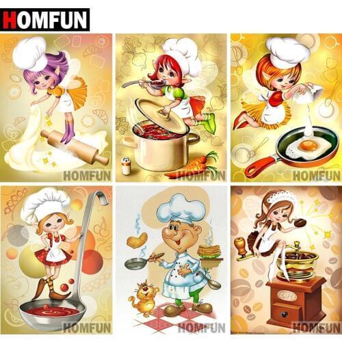 HOMFUN Full Square/Round 5D DIY Diamond Embroidery "Cartoon cook" Diamond Painting Cross Stitch 5D Decor gift A07445