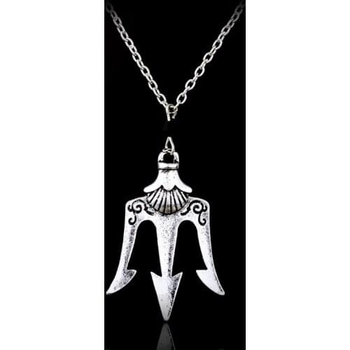 Popular Movie Percy Jackson Lightning Thief Necklace Poseidon Trident Greek God Sea Mount Olympus Pendant Fashion Accessories