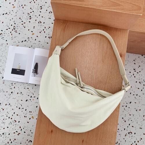 Casual Large Capacity Canvas Messenger Bag Women Japanese Solid Dumpling Shoulder Bag With Small Purse