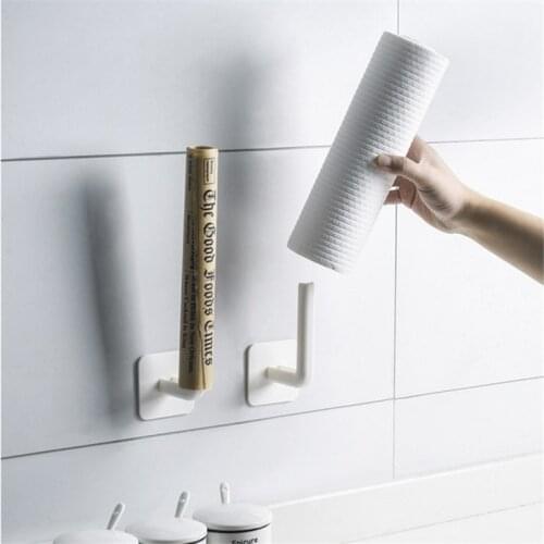 Kitchen Self-adhesive Accessories Under Cabinet Paper Roll Rack Towel Holder Tissue Hanger Storage Rack For Bathroom Toilet