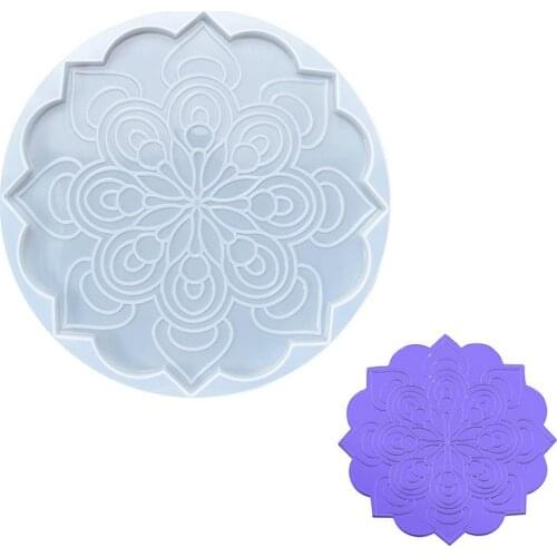 Diy Crystal Epoxy Resin Mold Square Mandala Flower Coaster Silicone Molds Home Decoration Cup Mat Pad Mold DIY Handmade Craft