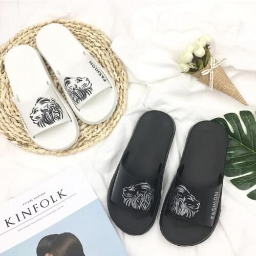 KINE PANDA Man Slippers Women Beach Slides Female Unisex Men Slippers Flip Flops Home Shoes Bathroom Household Lion Design 36-45