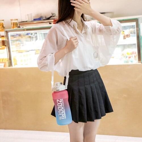 Super large capacity sports cup tritan portable straw spring cover outdoor anti falling frosting two color cup with kettle