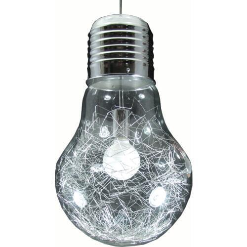 Stylish Big Bulb Dining Room Pendant Lamp New Modern Aluminum Wire inside Glass ball Restaurant Balcony Corridor Pendant Fixture