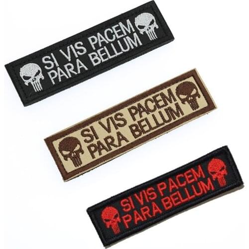 Fabric Label Skull Sea and Flat Suit Tactical Backpack Military Emblem Embroidery Fabric Arm SI VIS PACEM 9.5 * 2.6 Cm
