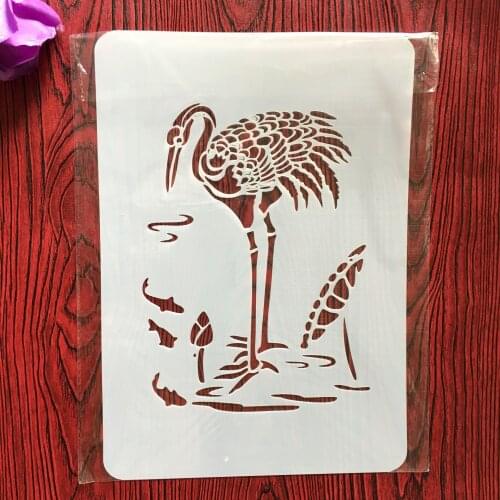 A4 29 * 21cm Red-crowned crane DIY Stencils Wall Painting Scrapbook Coloring Embossing Album Decorative Paper Card Template,wall