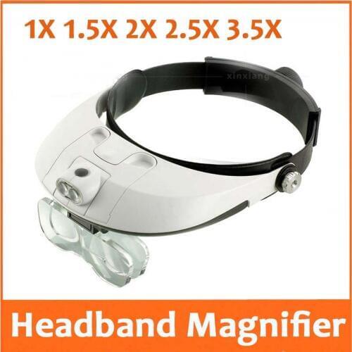 1X 1.5X 2X 2.5X 3.5X LED Illumination Headband Helmet Magnifier Head Visor Dental Surgical Mobile Phone Repair Magnifying Glass