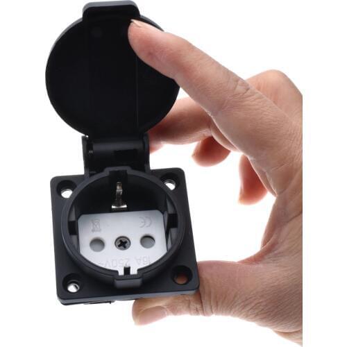 Waterproof IP54 250v 16A Germany PDU UPS eu power desktop outlet connector Embedded electrical Panel Receptacle AC socket plug