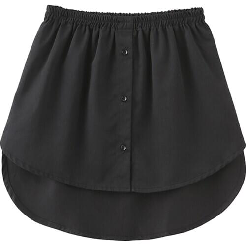 Women Fake Shirt Irregular Skirt Blouse Tail Hem Cotton Detachable Underskirt