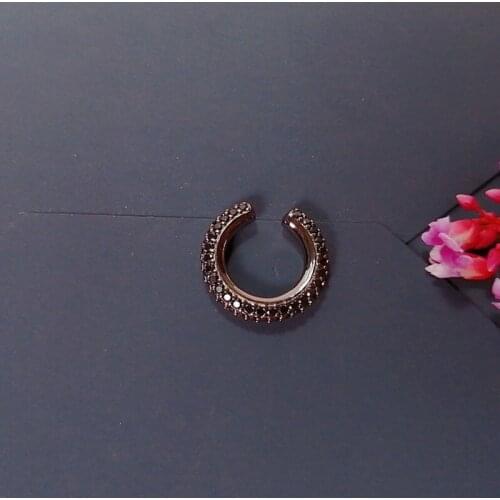 SLJELY Fashion 1pc Unisex 925 Sterling Silver Single Black Simple Ear Bone Cuff No Pierced Clip Earring Paved Zircon for Women