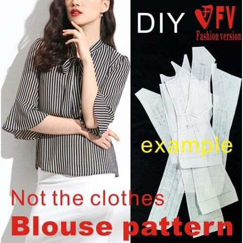 Female soil lotus leaf cuff shirt sewing structure drawing 1:1 clothing pattern shop BCY-74