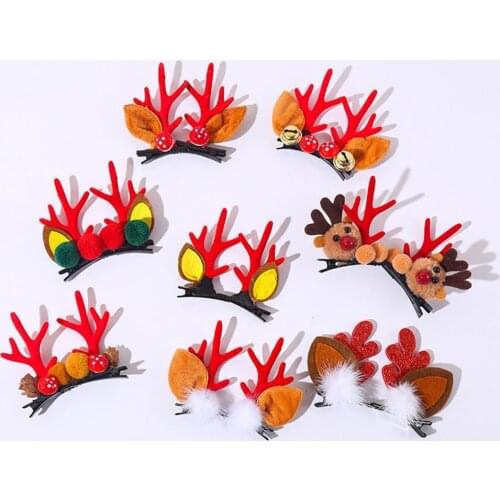 1 Pair Christmas Barrettes Christmas Hairpins Cartoon Style No Odor Deer Ear Hairpins Plastic Xmas Deer Ear Hair Clip for Girls