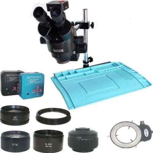 1080P 38MP V8 HDMI -Compatible Digital USB Microscopio Camera 3.5X-90X Trinocular Simul-Focal Stereo Microscope Soldering Tool