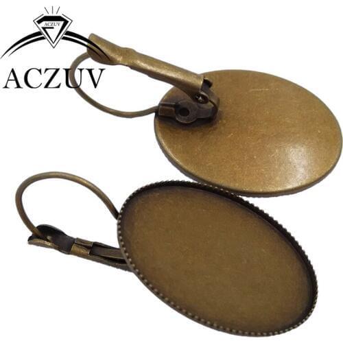 200PCS 10x14mm 13x18mm 18x25mm Antique Bronze Oval Teeth Bezel Leverback Earring Blanks Cabochon Base Setting OEBH003