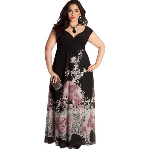 2019 Women Casual Long Dress Sleeveless V-neck Fashion summer Dresses Print Party Maxi Dress Female Vestidos Plus Size 5XL OK10