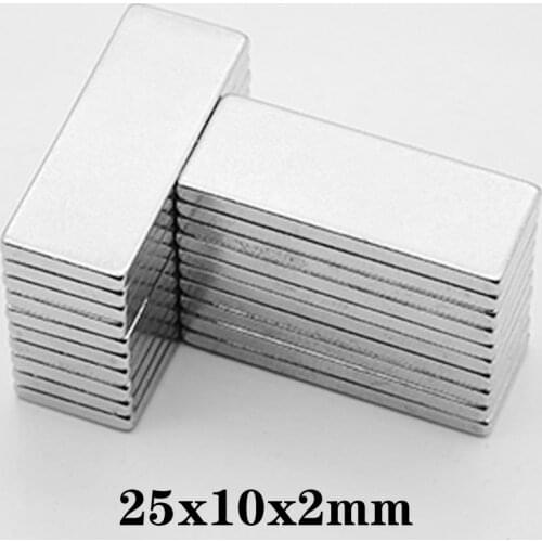 5~100PCS 25X10X2 block Strong Sheet Rare Earth Magnet 25x10x2mm Rectangular Neodymium Magnets Thickness 2 Magnetic 25*10*2 mm