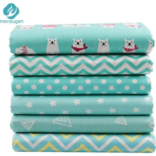 6pcs/Lot 40cm*50cm Mint Color Printed Cotton Fabric for Patchwork Sewing Handmade Needlework Material DIY Telas