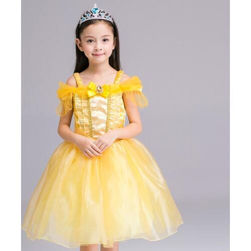 ABGMEDR 3-10Yrs Girls Party Dress for Belle Cosplay Clothing Girls New Year Dress Children Formal Dress Monsoon Kids Clothes