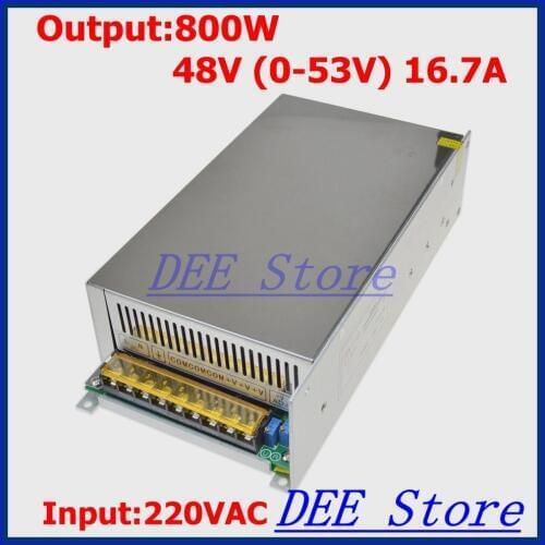 Led driver 800W 48V(0-53V) 16.7A Output Transformer Adjustable ac 220v to dc 48v Switching power supply unit for LED Strip light