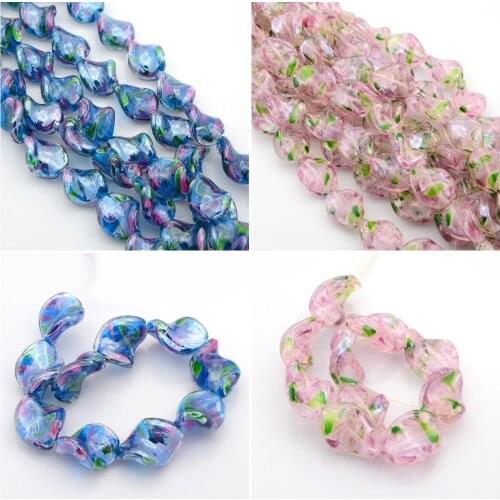 10Pcs/Strand Pearlized Handmade Flower Lampwork Twist Beads Glass Loose Bead Craft For DIY Bracelet Necklace Jewelry Making