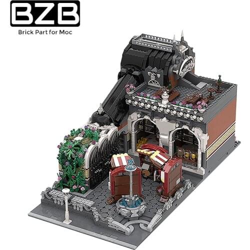 BZB MOC City Street View 44804 Railway Market Store Square Building Block Model Home Decoration Kid Brain Game DIY Toy Best Gift