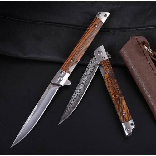 Damascus Pattern Knife Outdoor Knife Self-defense Knife High Hardness Folding Knife Portable Folding Knife Mini Knife