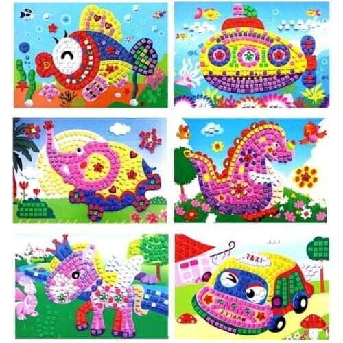 Children DIY Foam Mosaic Stickers 3D Puzzle Art EVA Cartoon Crystal 3D Sticker Creative Intelligence Educational Toys For Kids
