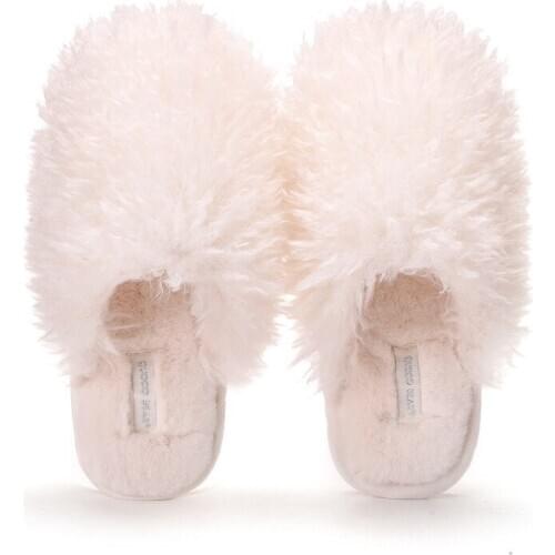 Home Women Slippers Winter Warm Fluffy Slippers Slip on Flats Slides Female Faux Fur Slides Plush Mules Footwear Drop Ship